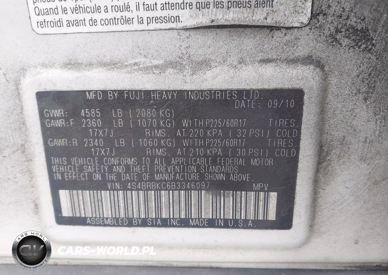 2011 Subaru Outback 2.5I Limited VIN:4S4BRBKC6B3346097 - 9
