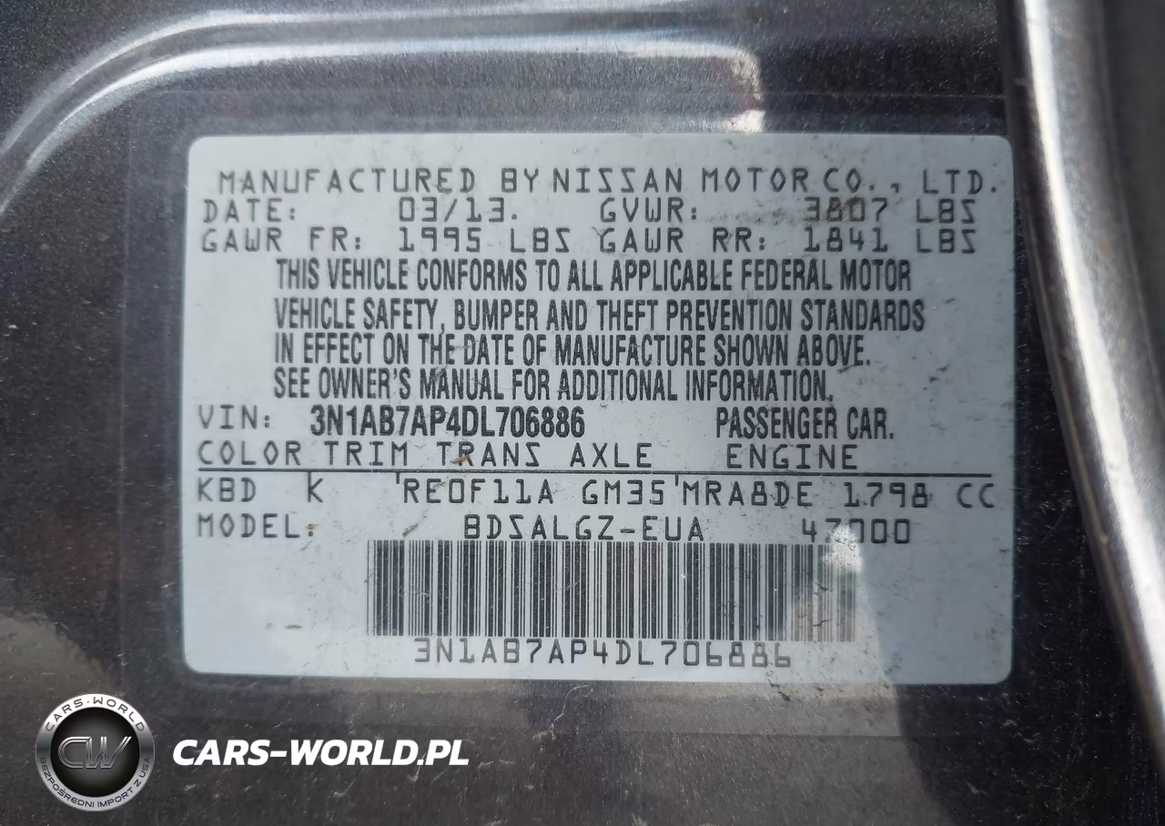 2013 Nissan Sentra Sl VIN:3N1AB7AP4DL706886 - 9