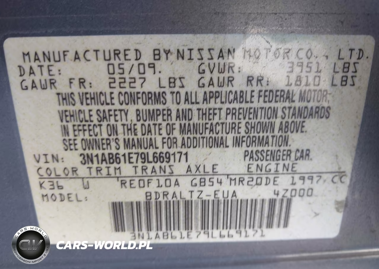 2009 Nissan Sentra 2.0S VIN:3N1AB61E79L669171 - 9