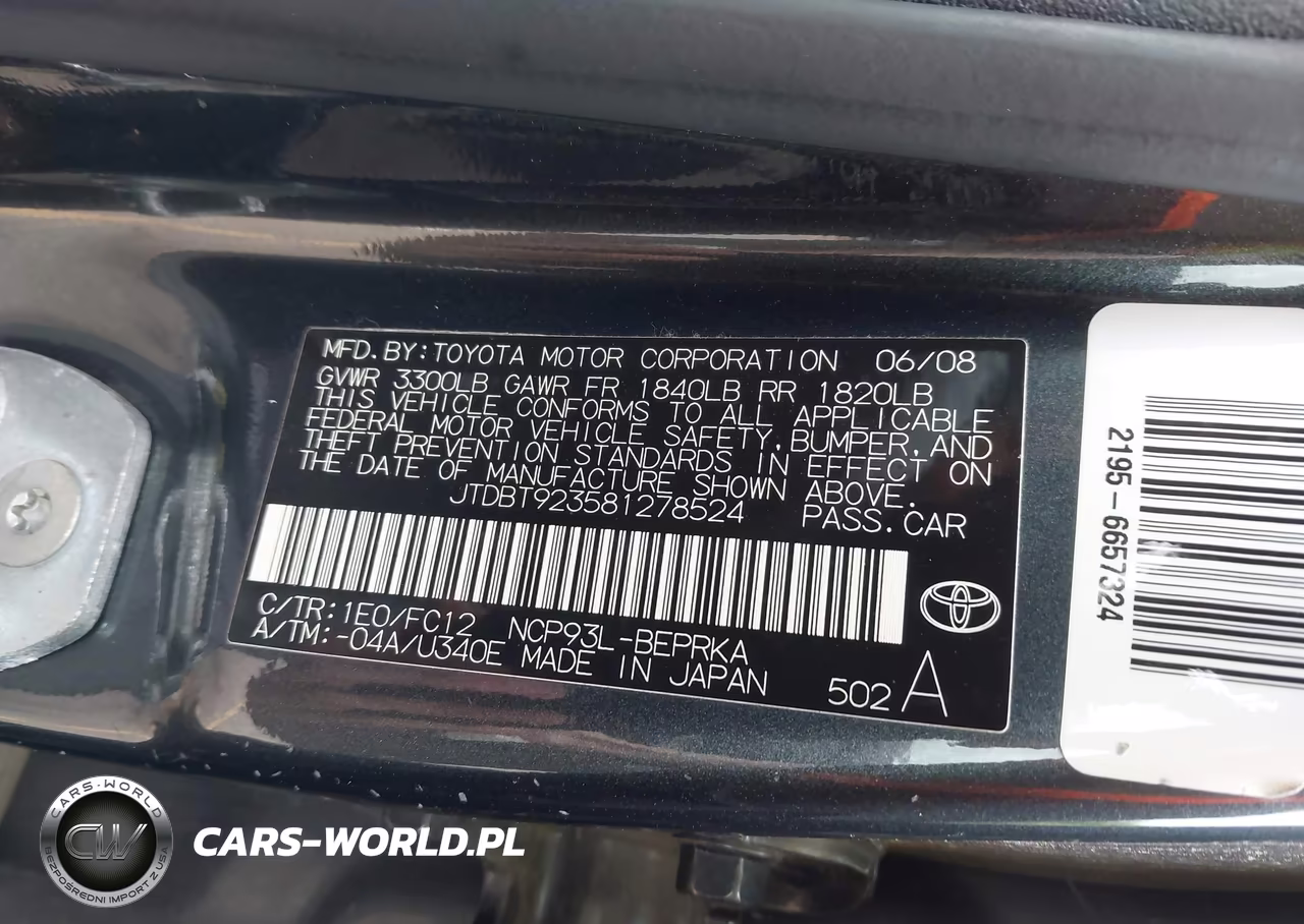 2008 Toyota Yaris VIN:JTDBT923581278524 - 9