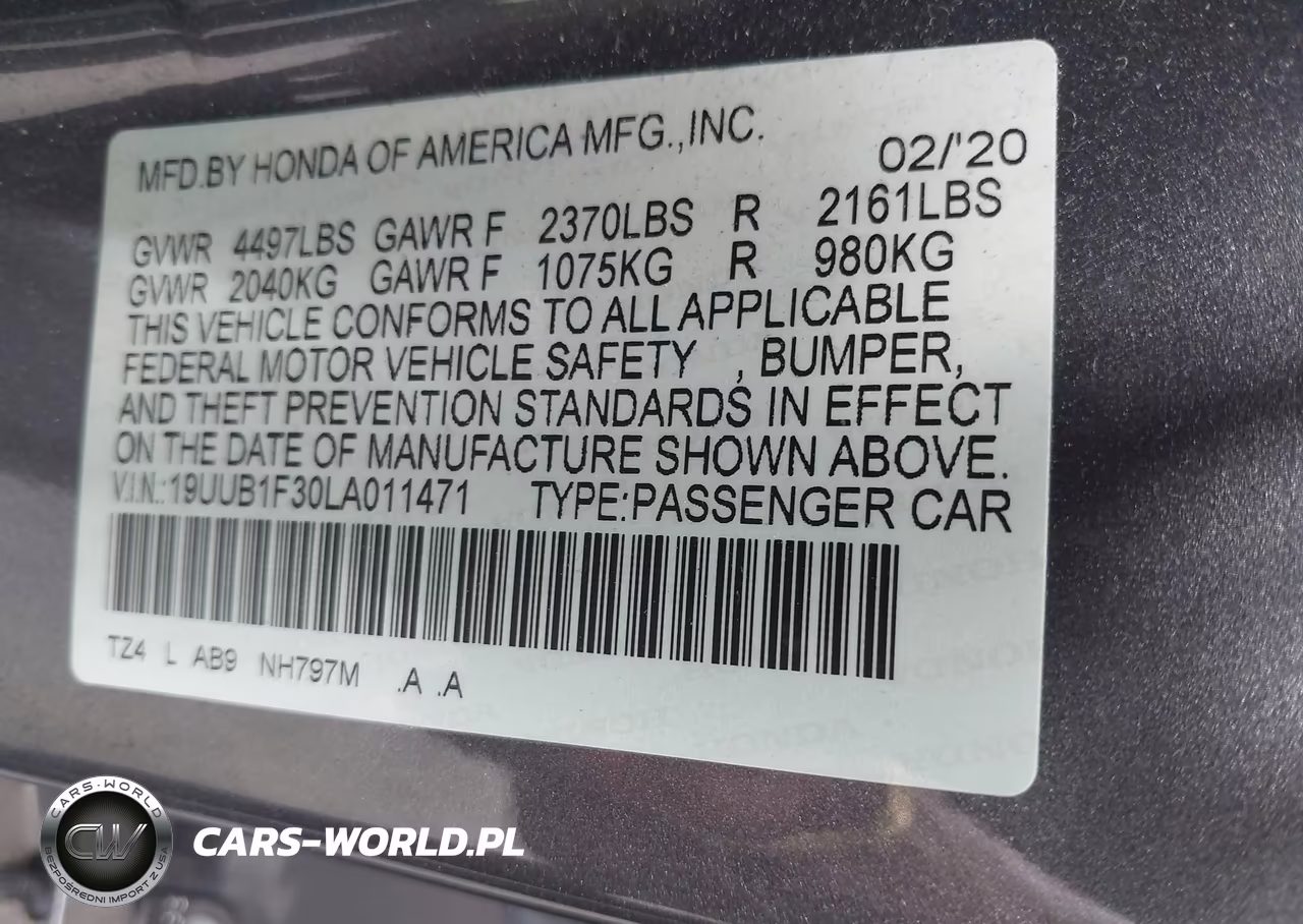 2020 Acura Tlx Standard VIN:19UUB1F30LA011471 - 9