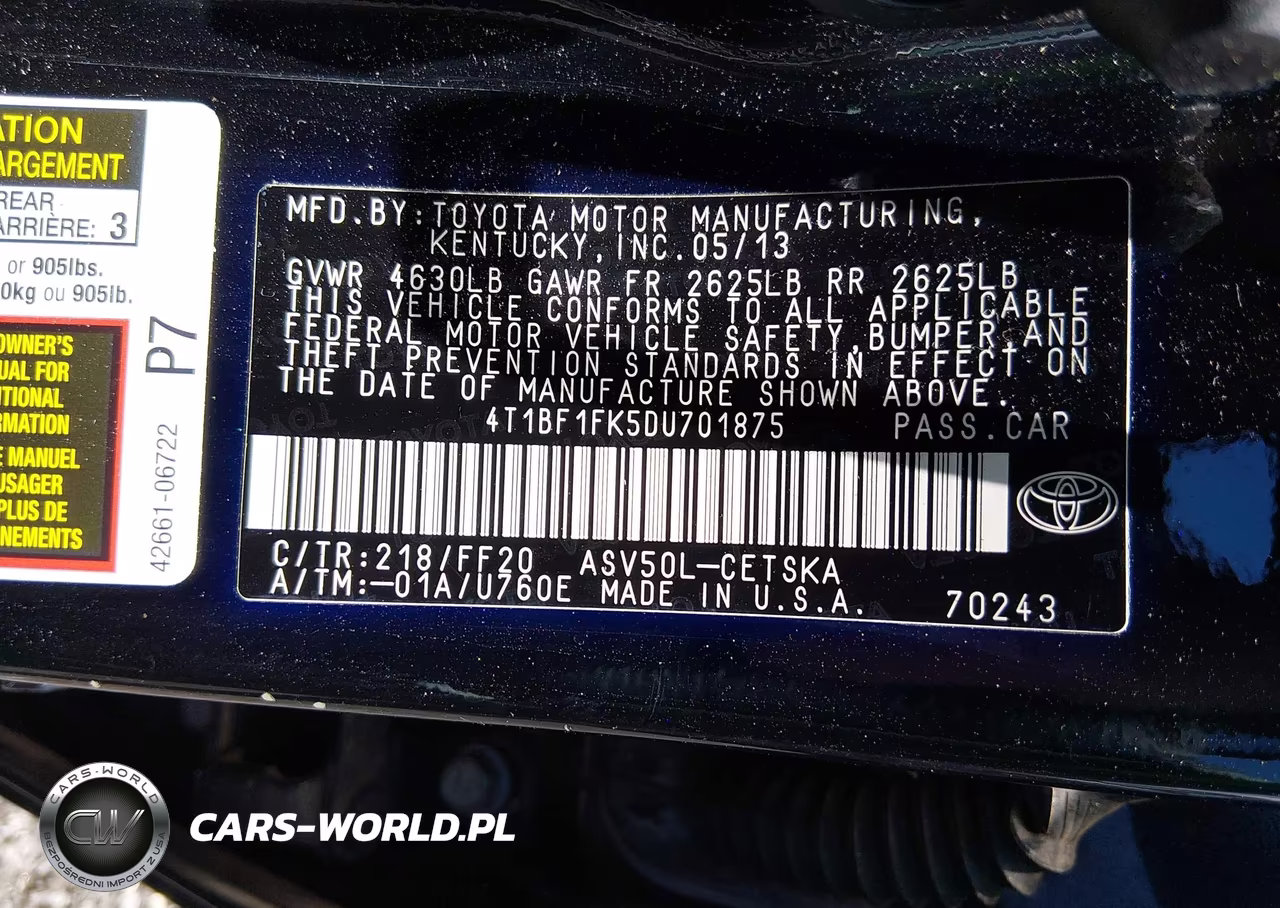 2013 Toyota Camry Se VIN:4T1BF1FK5DU701875 - 9