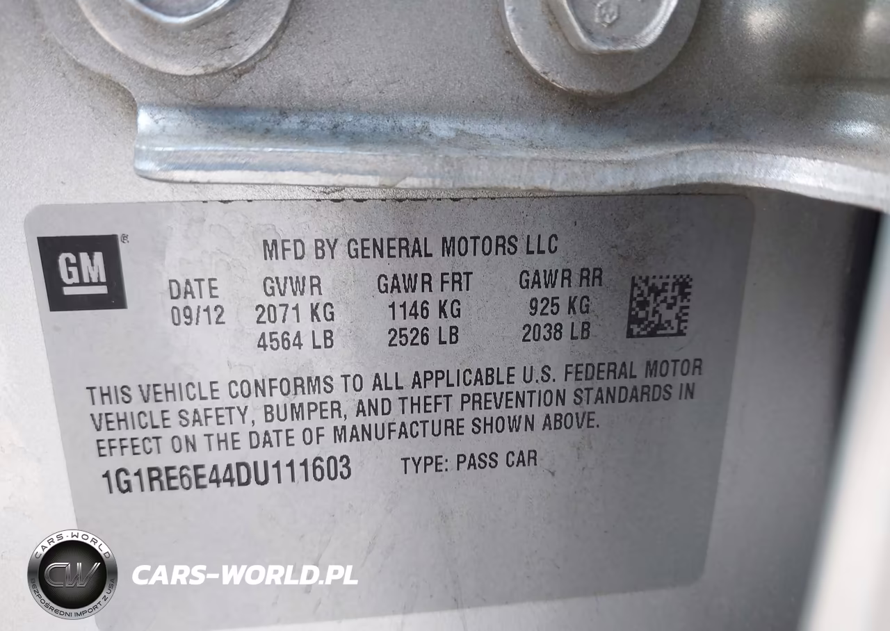 2013 Chevrolet Volt VIN:1G1RE6E44DU111603 - 9