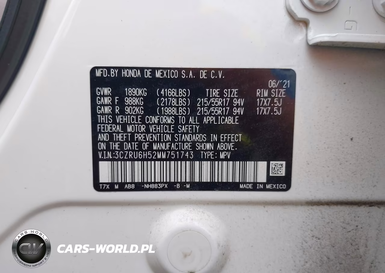 2021 Honda Hr-V Awd Ex VIN:3CZRU6H52MM751743 - 9