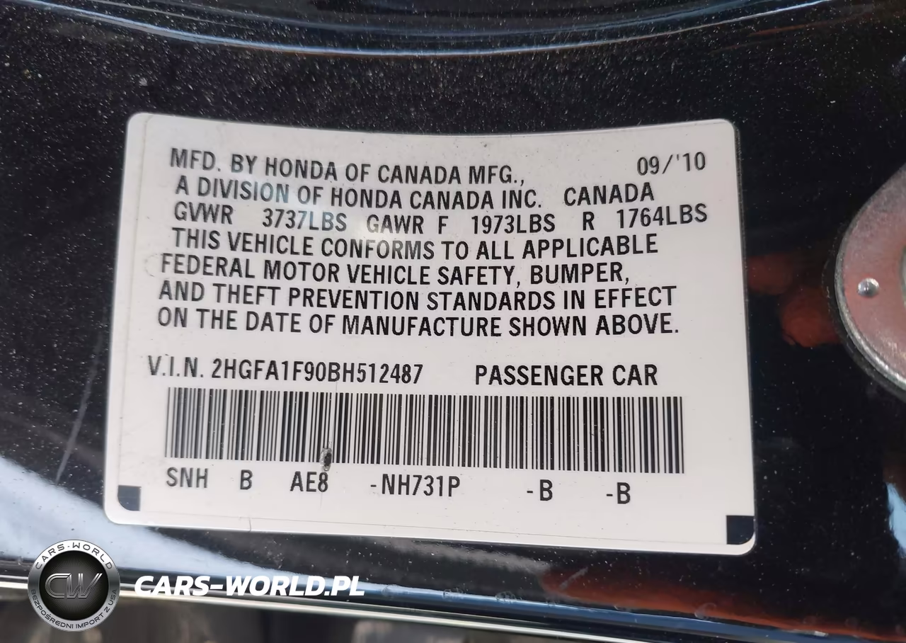 2011 Honda Civic Ex-L VIN:2HGFA1F90BH512487 - 9