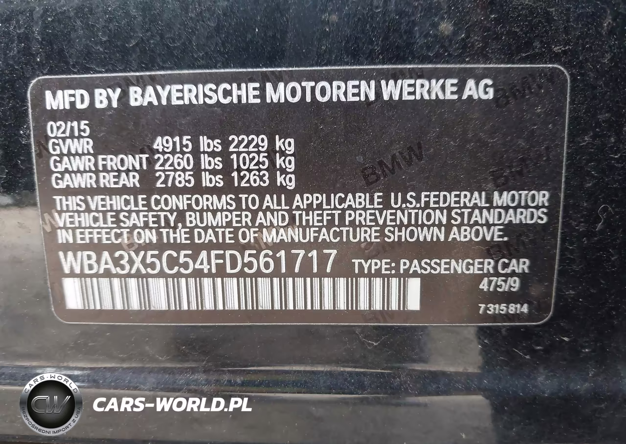 2015 BMW 328I Gran Turismo xDrive VIN:WBA3X5C54FD561717 - 9