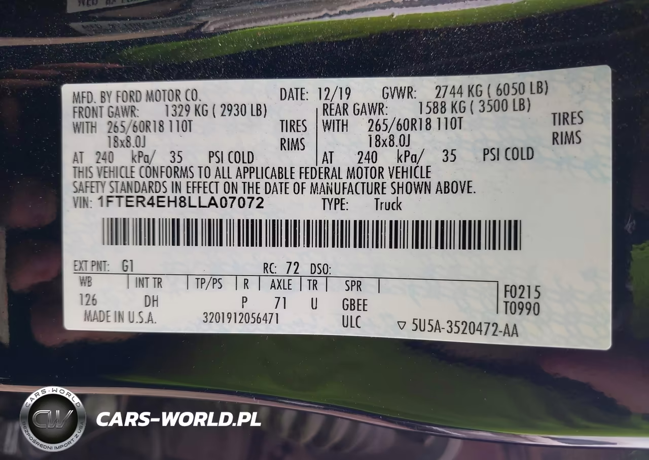 2020 Ford Ranger Lariat VIN:1FTER4EH8LLA07072 - 9