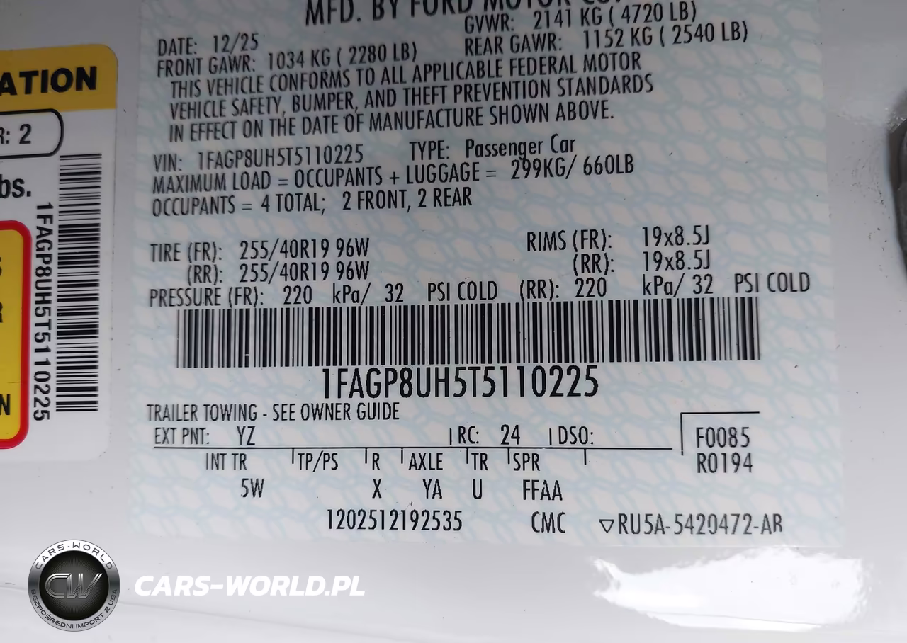 2026 Ford Mustang Ecoboost Premium VIN:1FAGP8UH5T5110225 - 9
