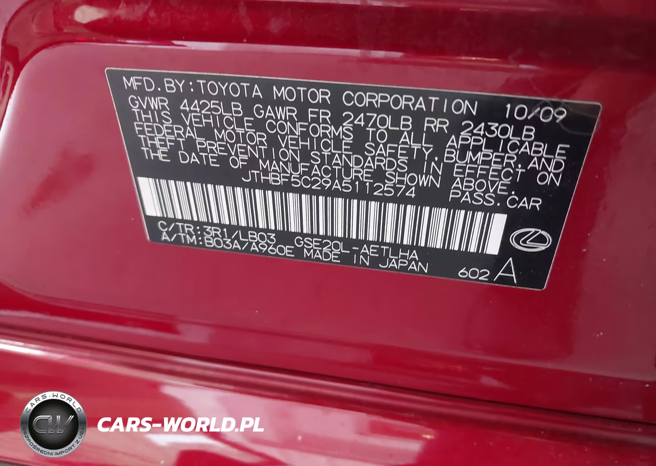 2010 Lexus Is 250 VIN:JTHBF5C29A5112574 - 9