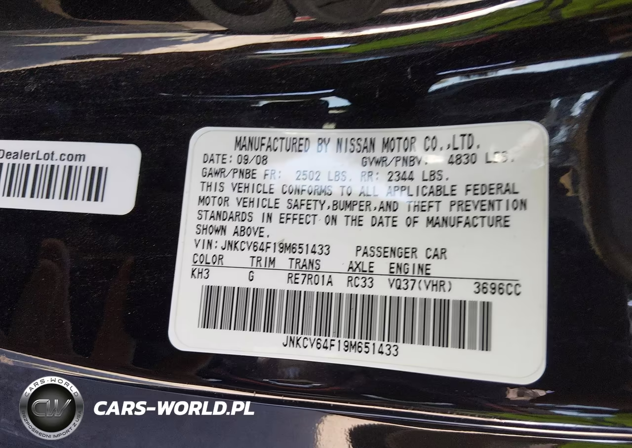 2009 Infiniti G37X VIN:JNKCV64F19M651433 - 9