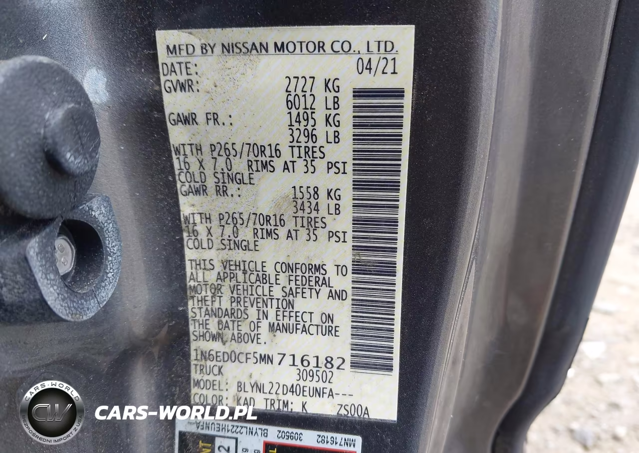 2021 Nissan Frontier King Cab Sv 4X4 VIN:1N6ED0CF5MN716182 - 9