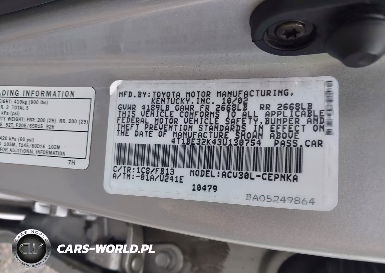 2003 Toyota Camry Le VIN:4T1BE32K43U130754 - 9