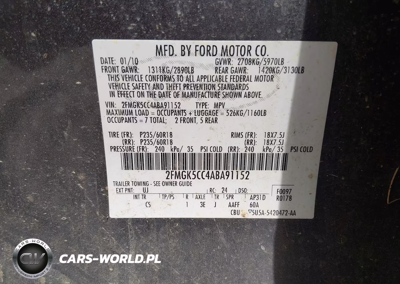 2010 Ford Flex Sel VIN:2FMGK5CC4ABA91152 - 9