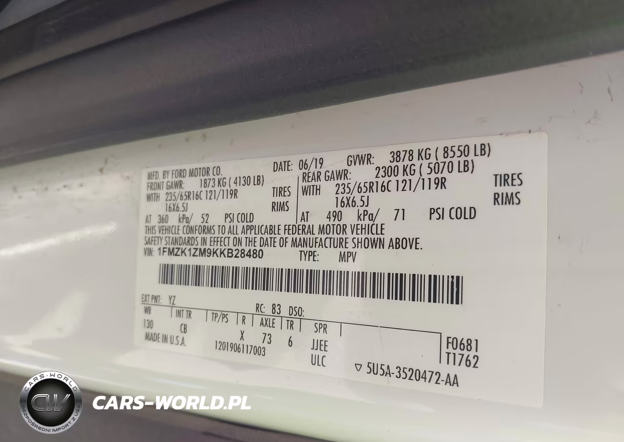 2019 Ford Transit-150 Xl-Xlt VIN:1FMZK1ZM9KKB28480 - 9