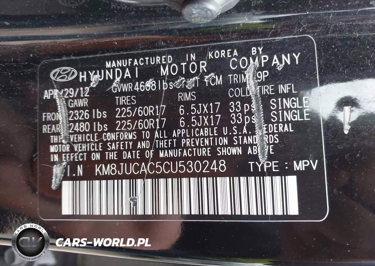 2012 Hyundai Tucson Gls VIN:KM8JUCAC5CU530248 - 9