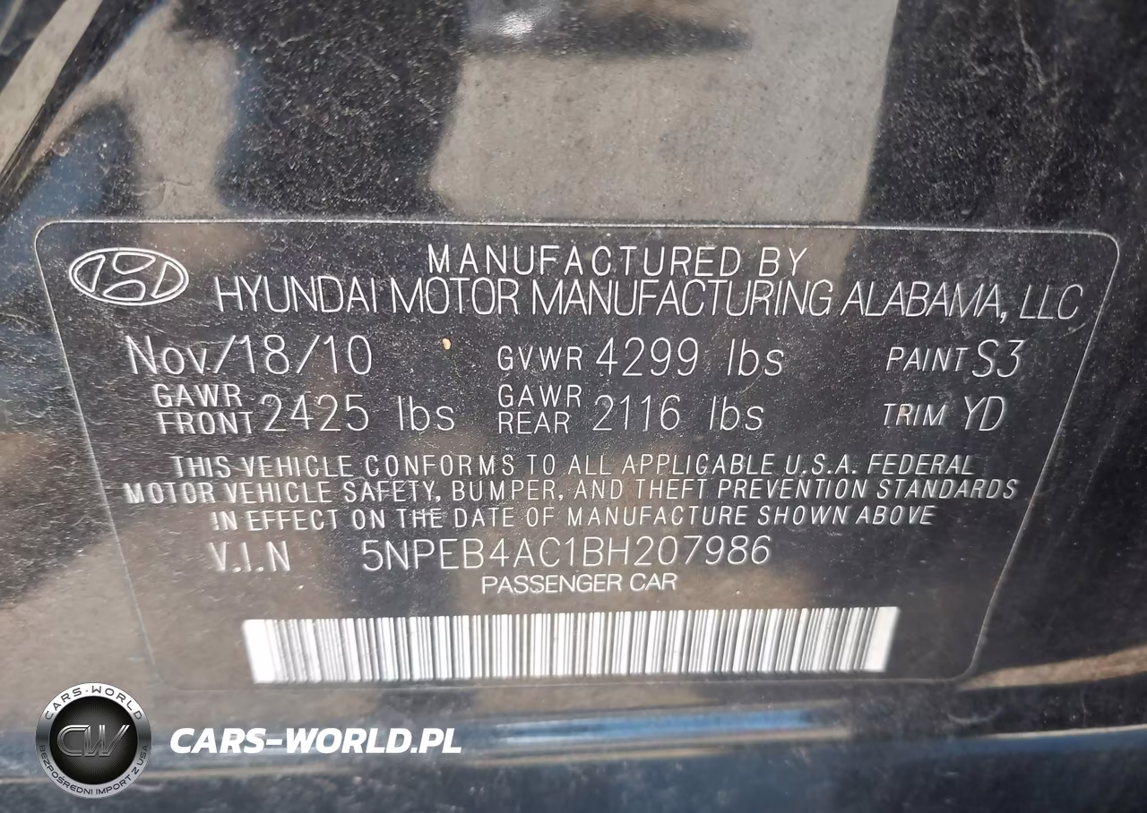 2011 Hyundai Sonata Gls VIN:5NPEB4AC1BH207986 - 9