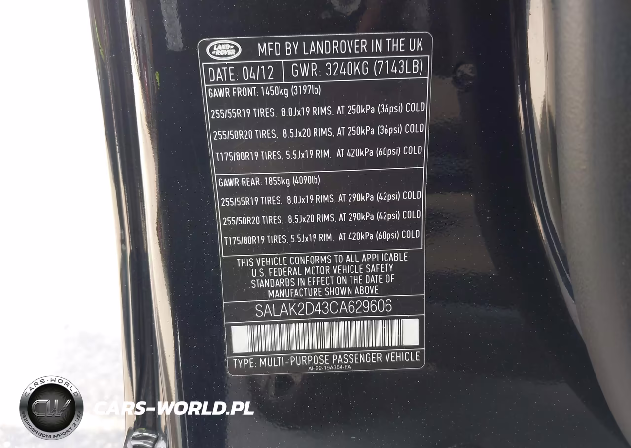 2012 Land Rover Lr4 VIN:SALAK2D43CA629606 - 9