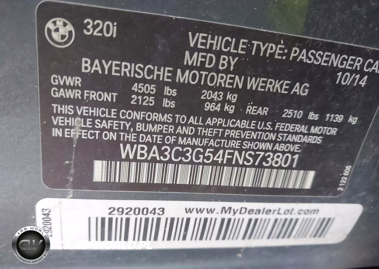 2015 BMW 320I xDrive VIN:WBA3C3G54FNS73801 - 9