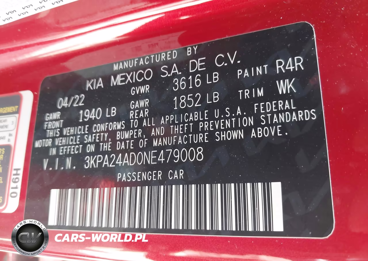 2022 Kia Rio S VIN:3KPA24AD0NE479008 - 9