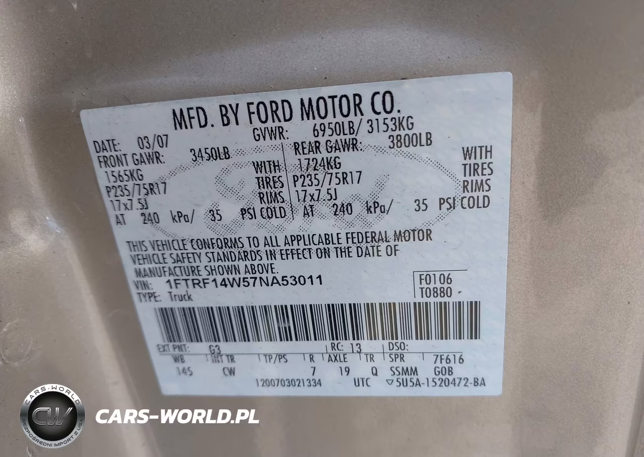 2007 Ford F-150 Stx-Xl-Xlt VIN:1FTRF14W57NA53011 - 9