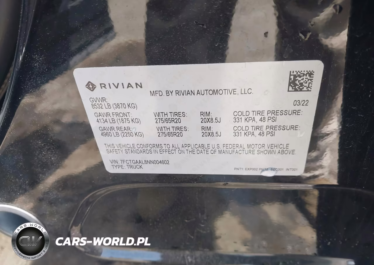 2022 Rivian R1T Launch Edition VIN:7FCTGAAL8NN004602 - 9