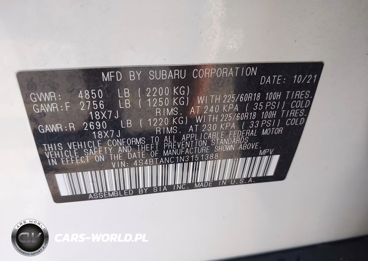 2022 Subaru Outback Limited VIN:4S4BTANC1N3151388 - 9