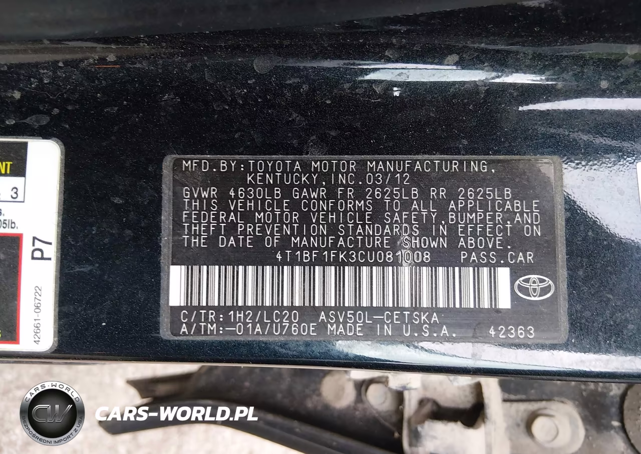 2012 Toyota Camry Se VIN:4T1BF1FK3CU081008 - 9