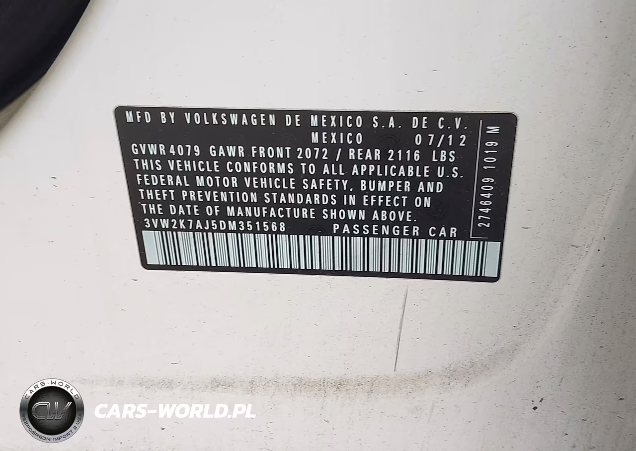 2013 Volkswagen Jetta 2.0L S VIN:3VW2K7AJ5DM351568 - 9
