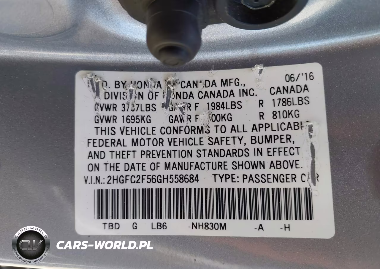 2016 Honda Civic Lx VIN:2HGFC2F56GH558684 - 9
