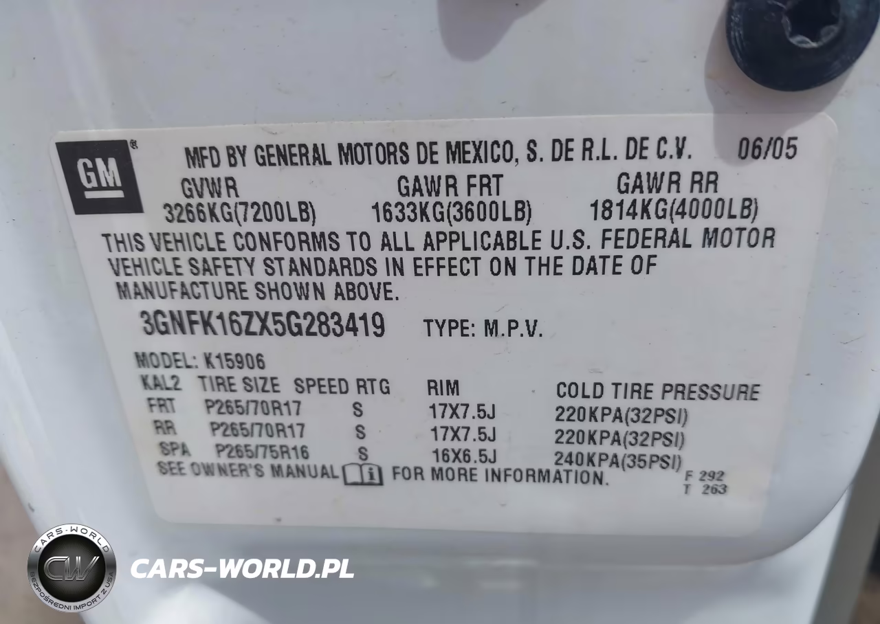 2005 Chevrolet Suburban 1500 Lt VIN:3GNFK16ZX5G283419 - 9