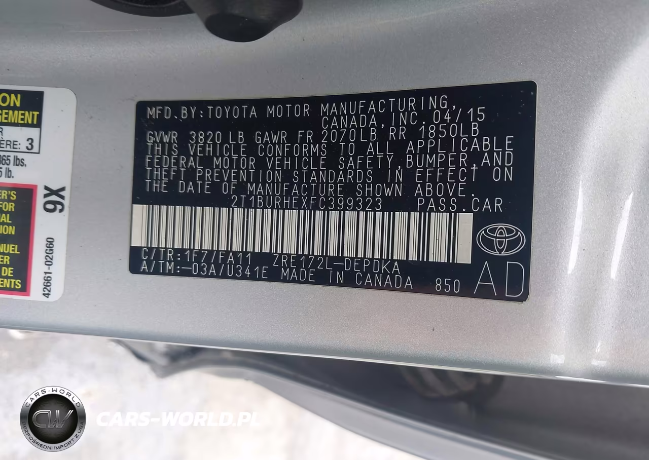 2015 Toyota Corolla L VIN:2T1BURHEXFC399323 - 9