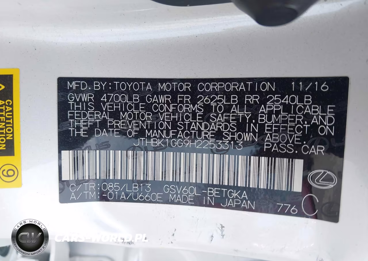 2017 Lexus Es 350 VIN:JTHBK1GG9H2253313 - 9