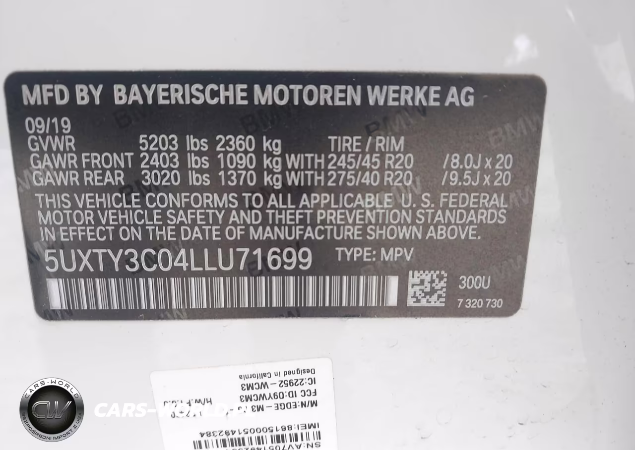 2020 BMW X3 Sdrive30I VIN:5UXTY3C04LLU71699 - 9