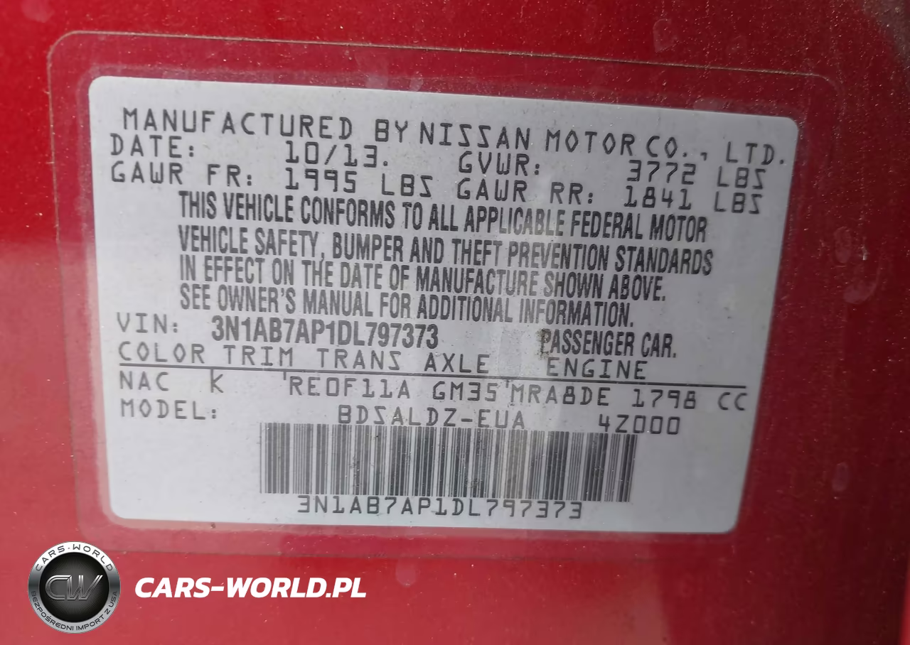 2013 Nissan Sentra Sv VIN:3N1AB7AP1DL797373 - 9