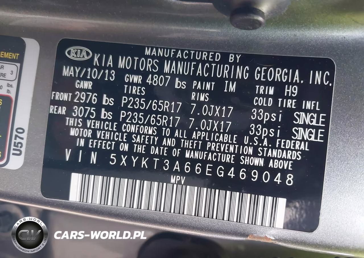 2014 Kia Sorento Lx VIN:5XYKT3A66EG469048 - 9