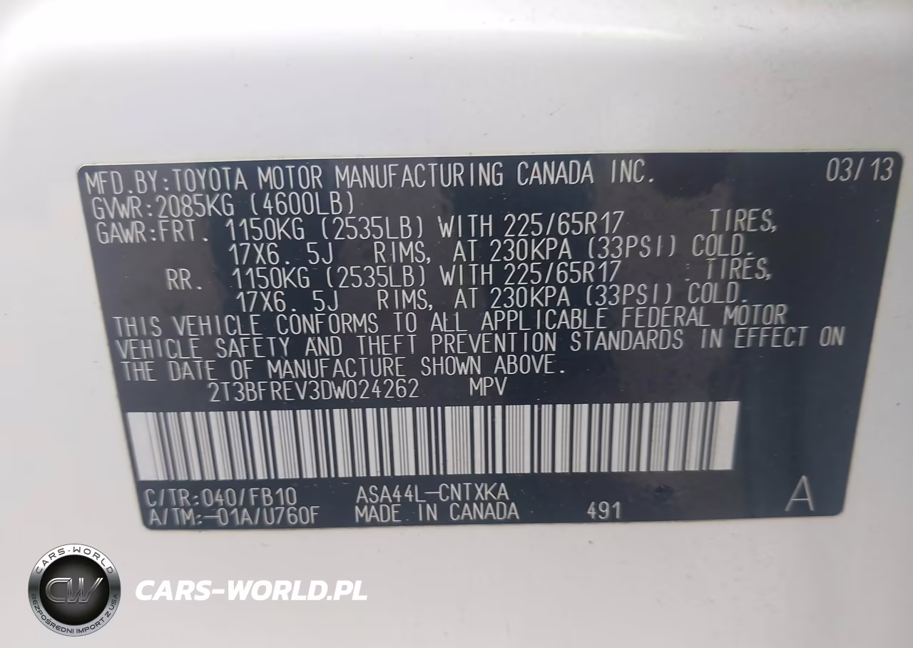 2013 Toyota Rav4 Le VIN:2T3BFREV3DW024262 - 9