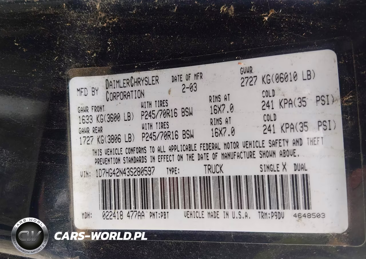 2003 Dodge Dakota Slt VIN:1D7HG42N43S280597 - 9