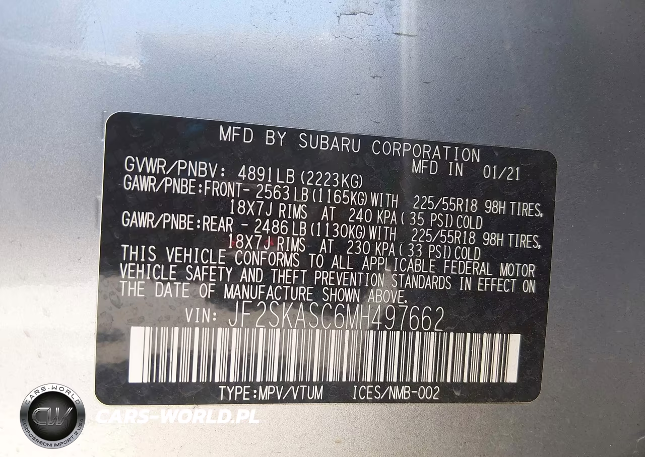 2021 Subaru Forester Limited VIN:JF2SKASC6MH497662 - 9