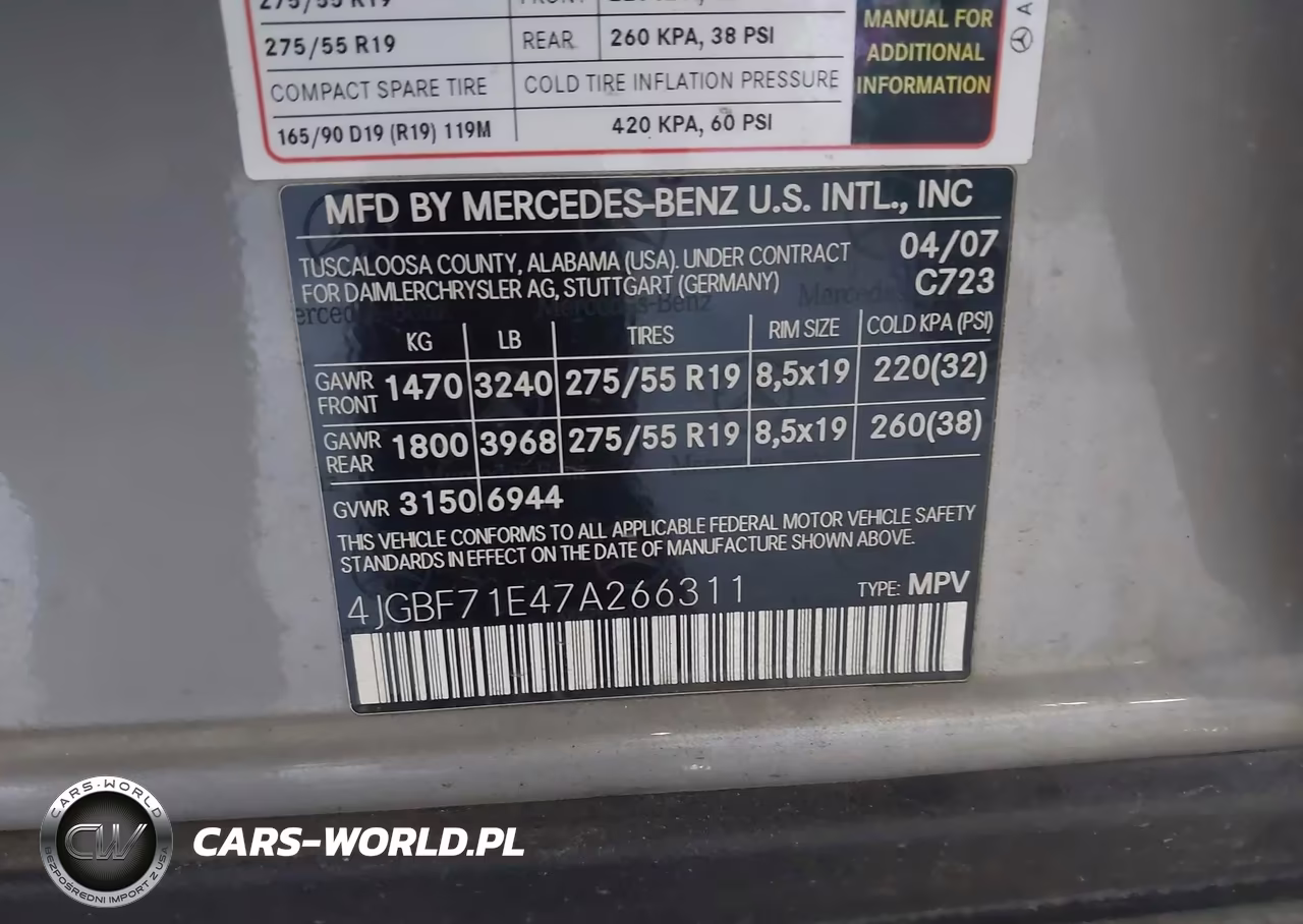 2007 Mercedes-Benz Gl 450 4Matic VIN:4JGBF71E47A266311 - 9