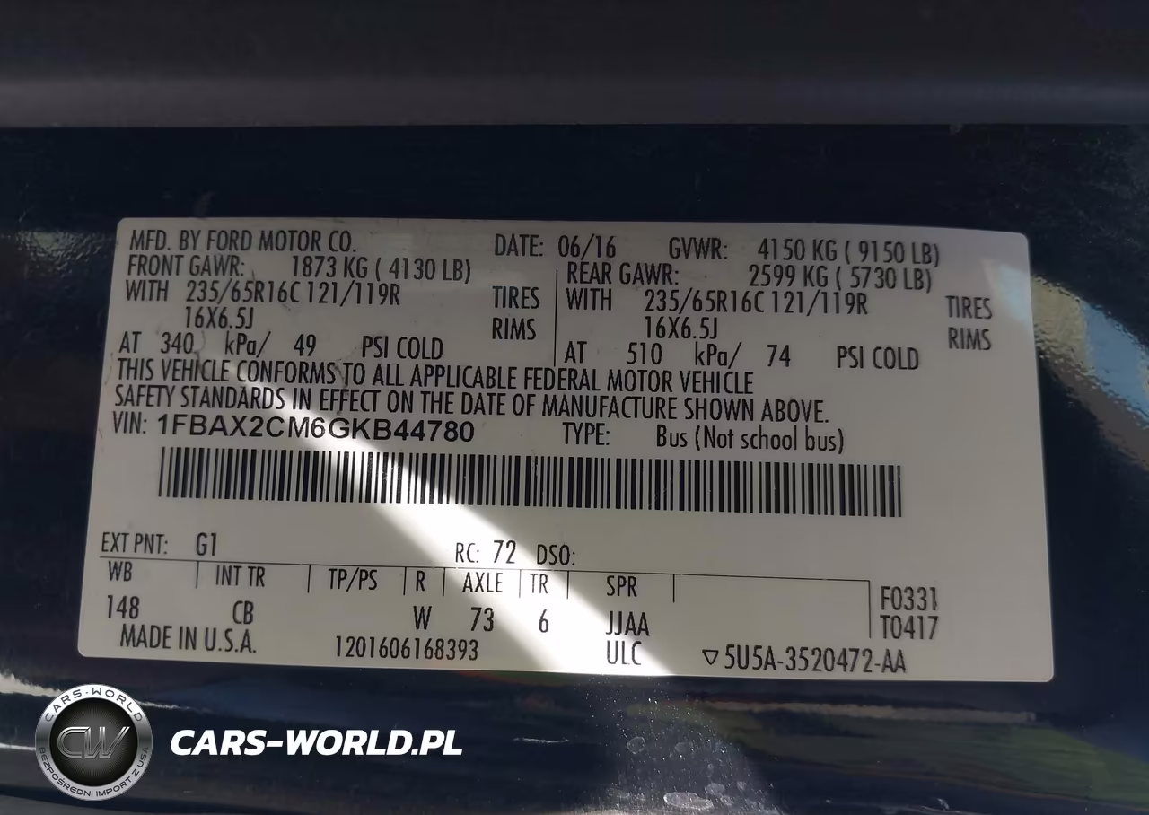 2016 Ford Transit-350 Xlt VIN:1FBAX2CM6GKB44780 - 9