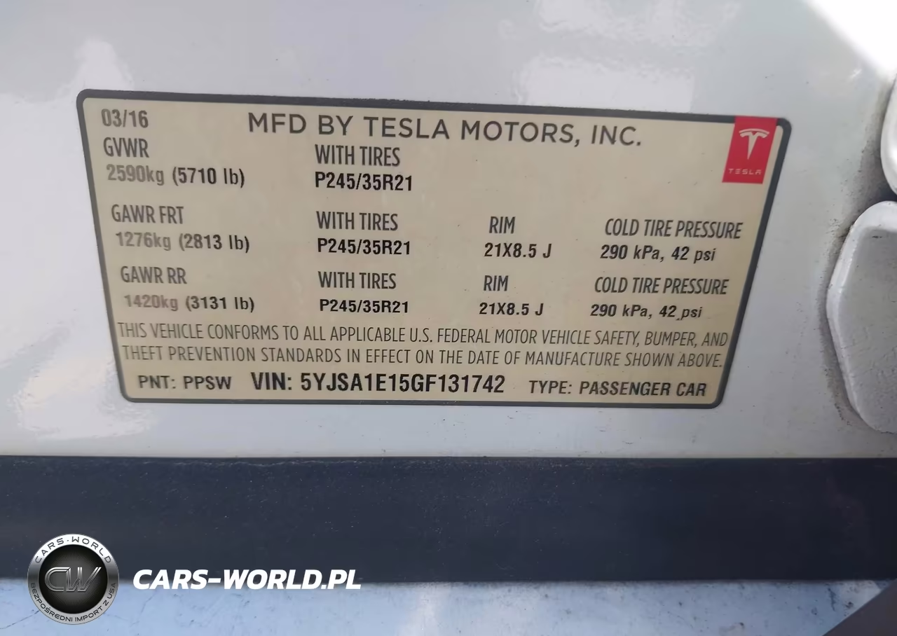 2016 Tesla Model S 60-70-75-85 VIN:5YJSA1E15GF131742 - 9
