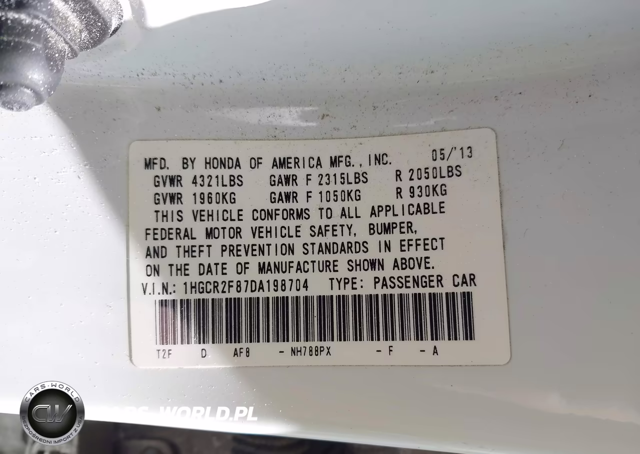 2013 Honda Accord Ex-L VIN:1HGCR2F87DA198704 - 9