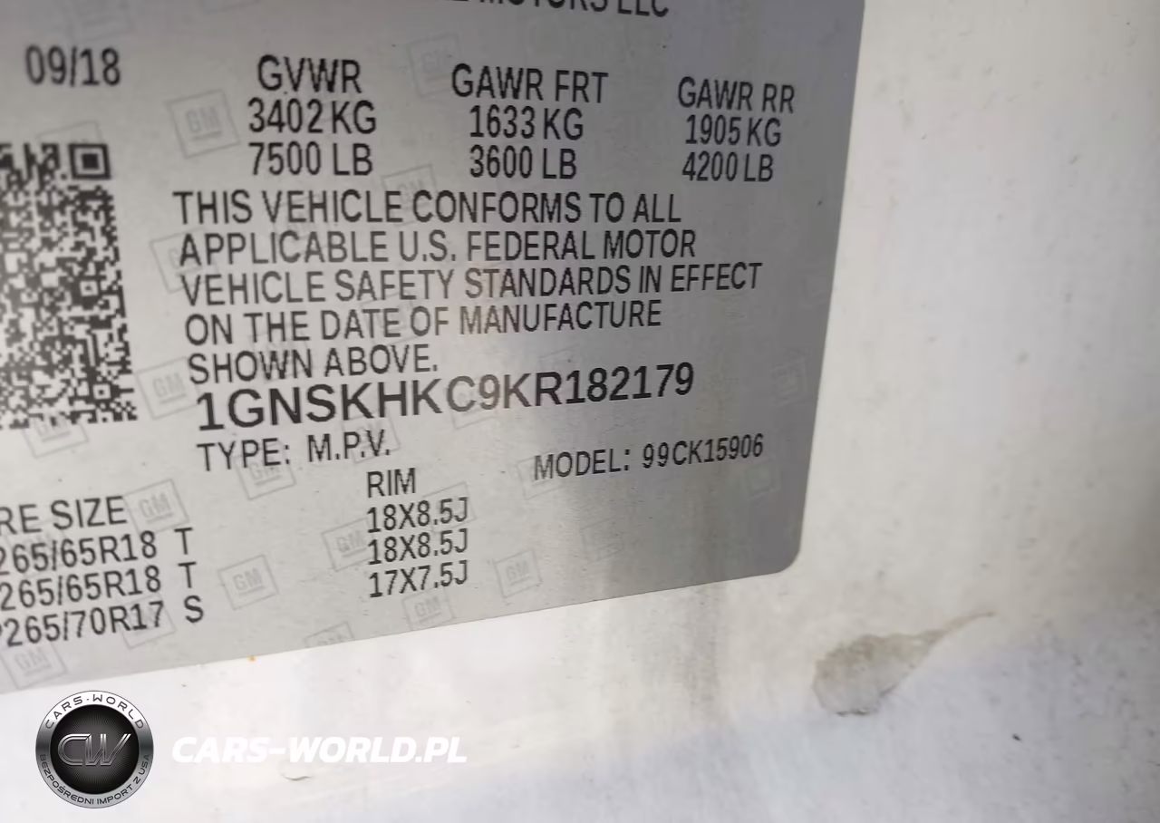 2019 Chevrolet Suburban Lt VIN:1GNSKHKC9KR182179 - 9