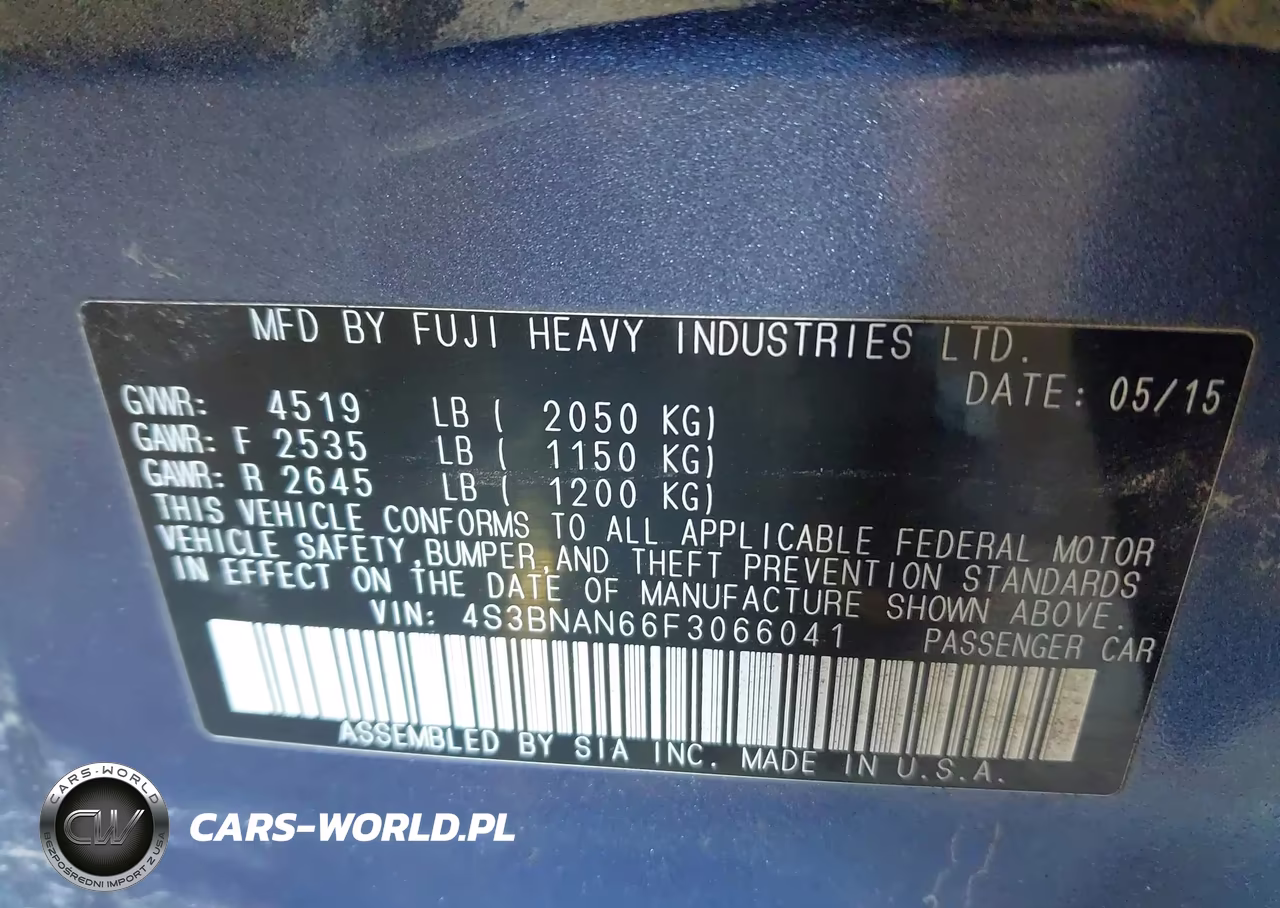 2015 Subaru Legacy 2.5I Limited VIN:4S3BNAN66F3066041 - 9