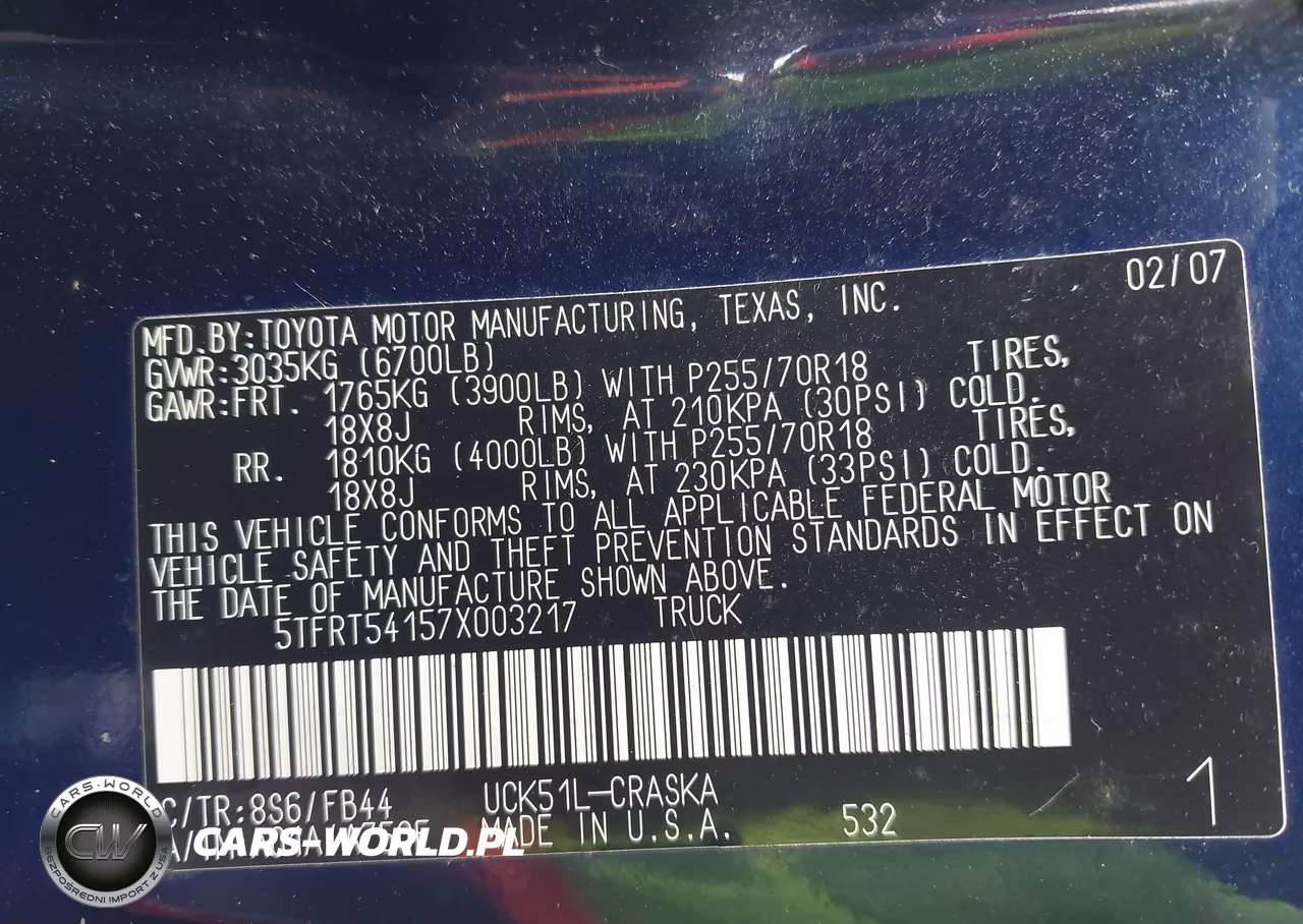 2007 Toyota Tundra Sr5 4.7L V8 VIN:5TFRT54157X003217 - 9