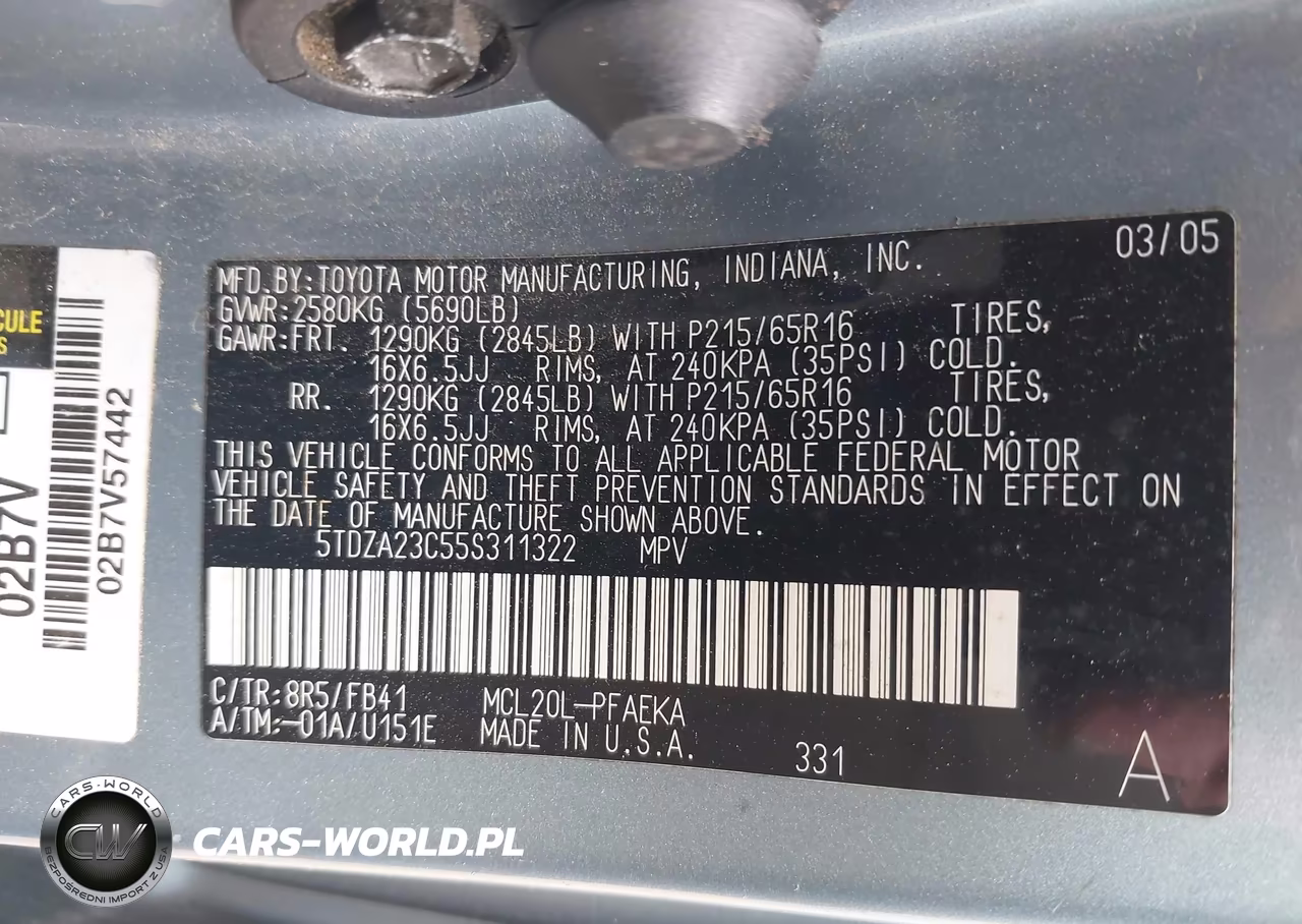2005 Toyota Sienna Le VIN:5TDZA23C55S311322 - 9