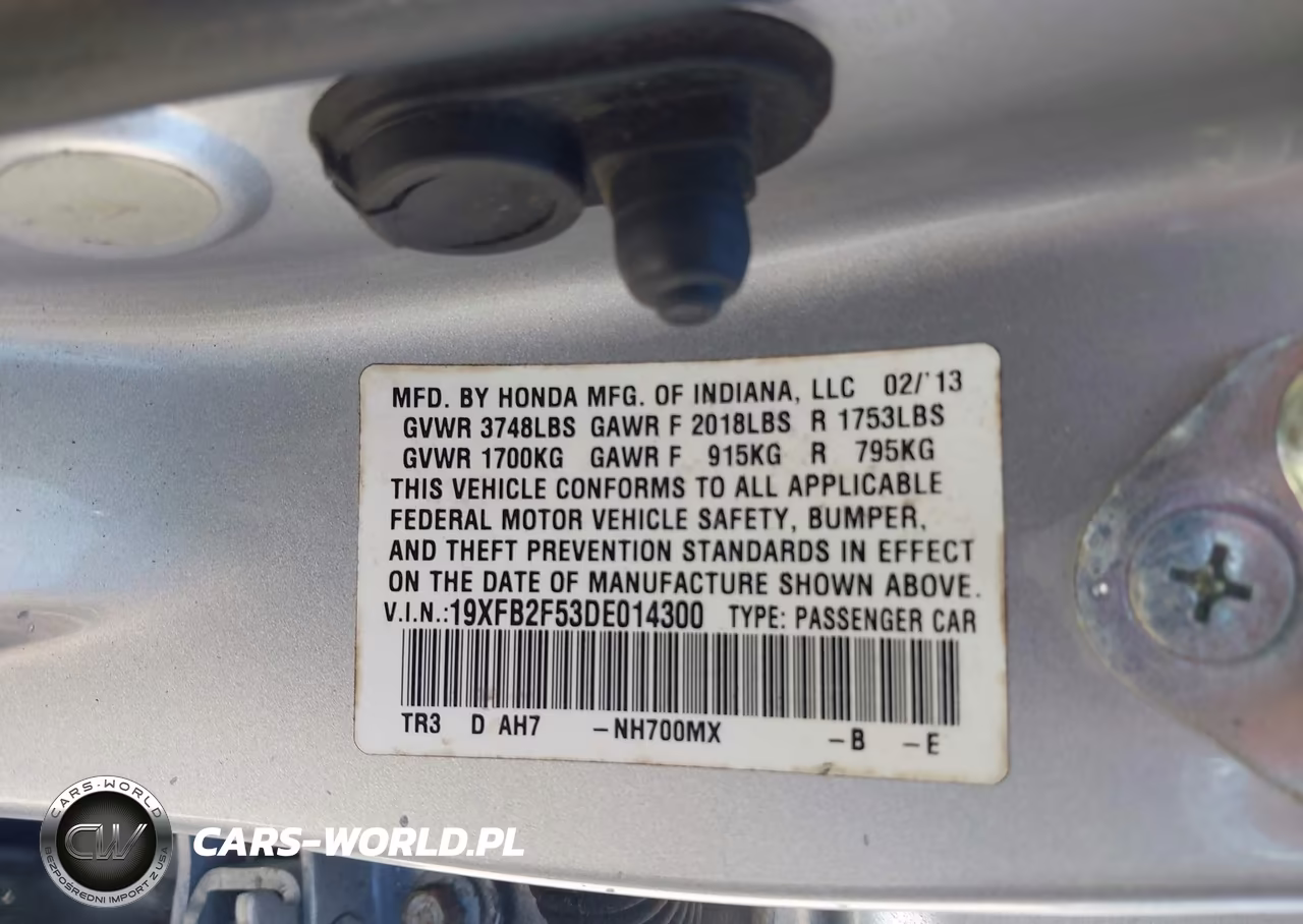 2013 Honda Civic Lx VIN:19XFB2F53DE014300 - 9