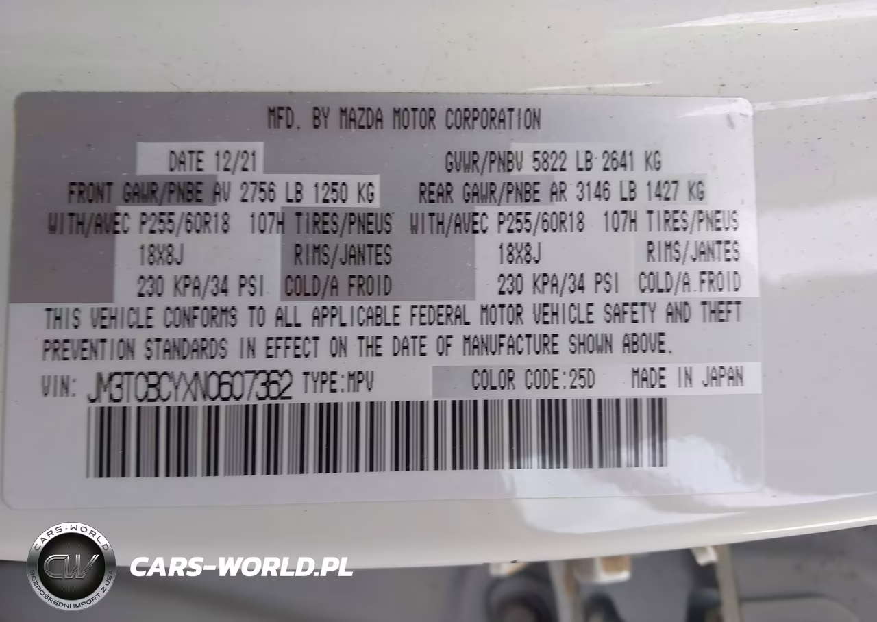 2022 Mazda Cx-9 Touring VIN:JM3TCBCYXN0607362 - 9