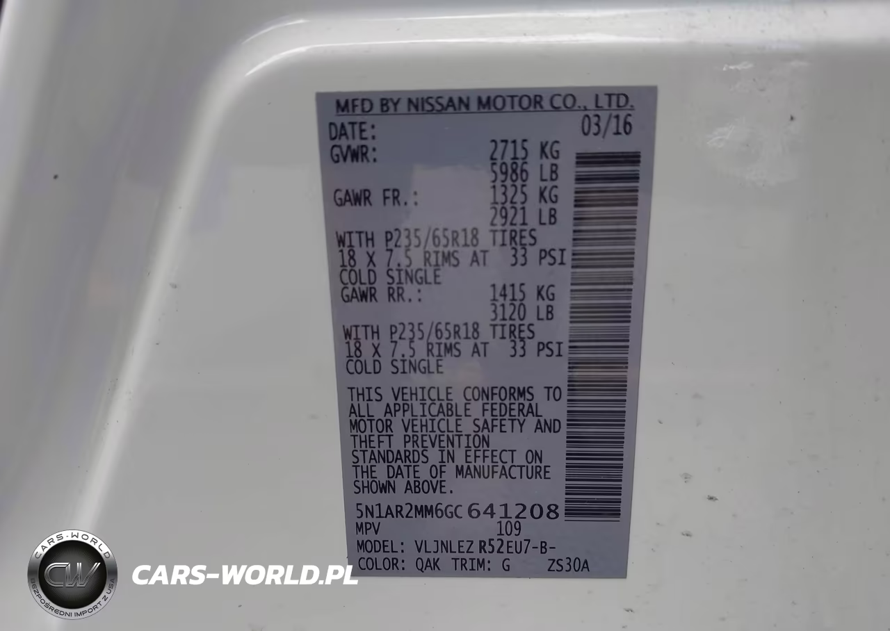 2016 Nissan Pathfinder Platinum-S-Sl-Sv VIN:5N1AR2MM6GC641208 - 9