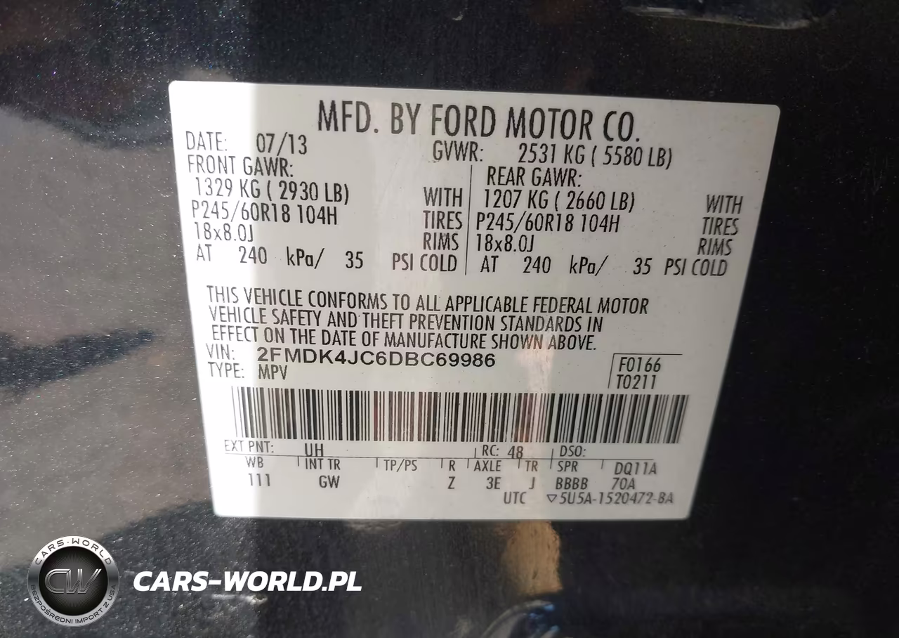 2013 Ford Edge Sel VIN:2FMDK4JC6DBC69986 - 9